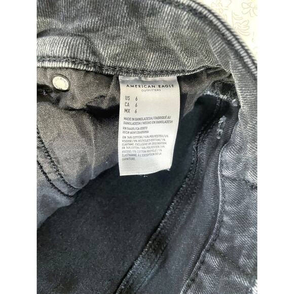 American Eagle Black Distressed Denim Shorts Women’s Size 6 - Picture 7 of 7